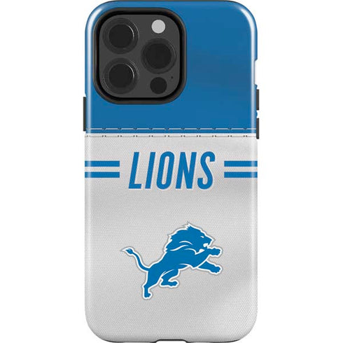 NFL Detroit Lions White Striped iPhone 15 Pro Impact Case